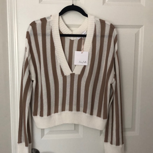 Honey Belle Sweaters - Honey Belle Cropped Striped Sweater